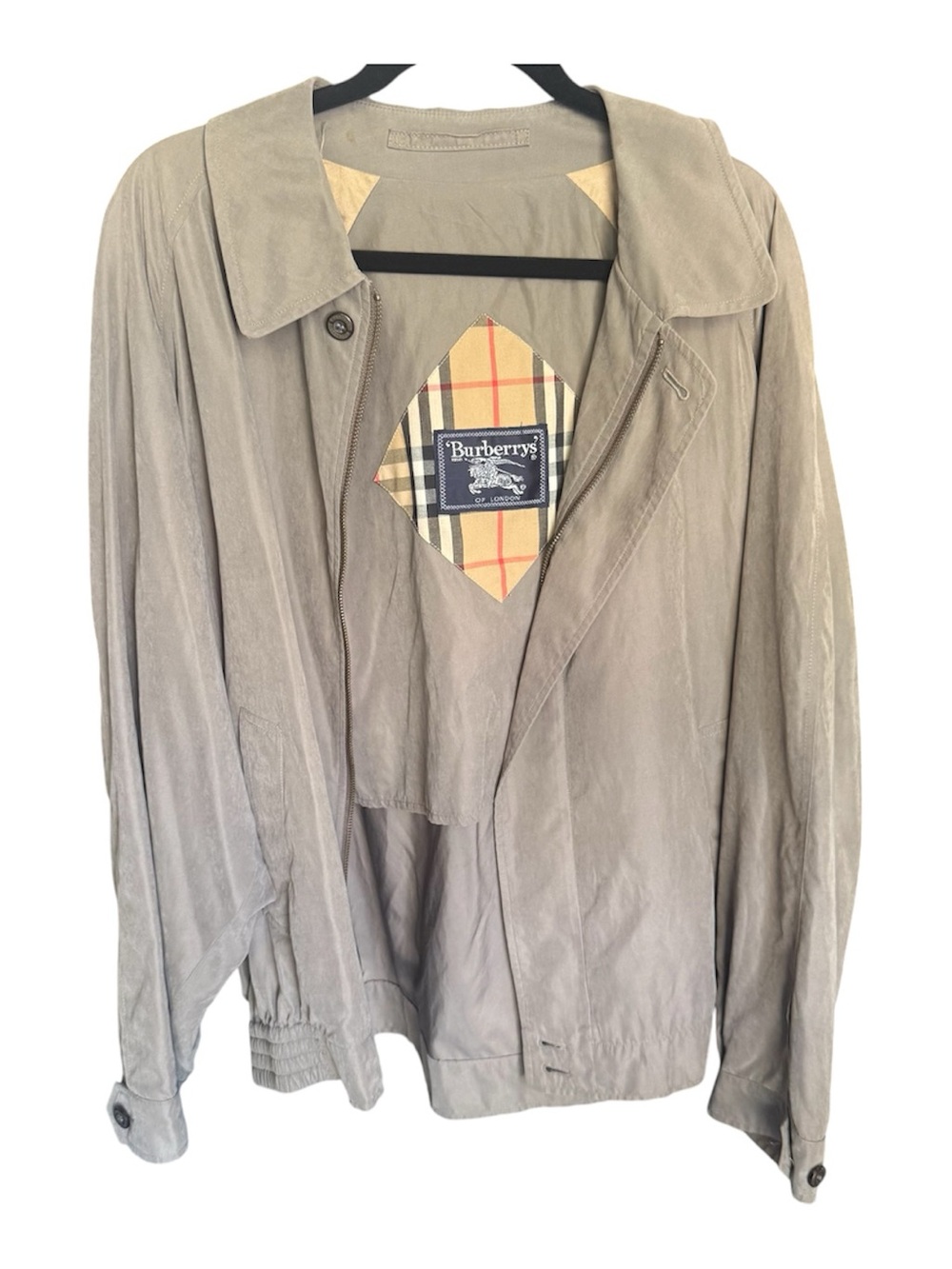 Burberry Beige Trench Jacket with Classic Check Accent - Picture 1 of 4